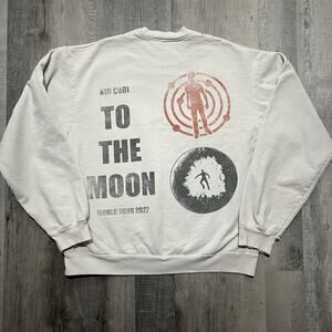 VTG Kid Cudi To The Moon Heavy Cotton White 2022 Concert Merch Sweatshirt Large